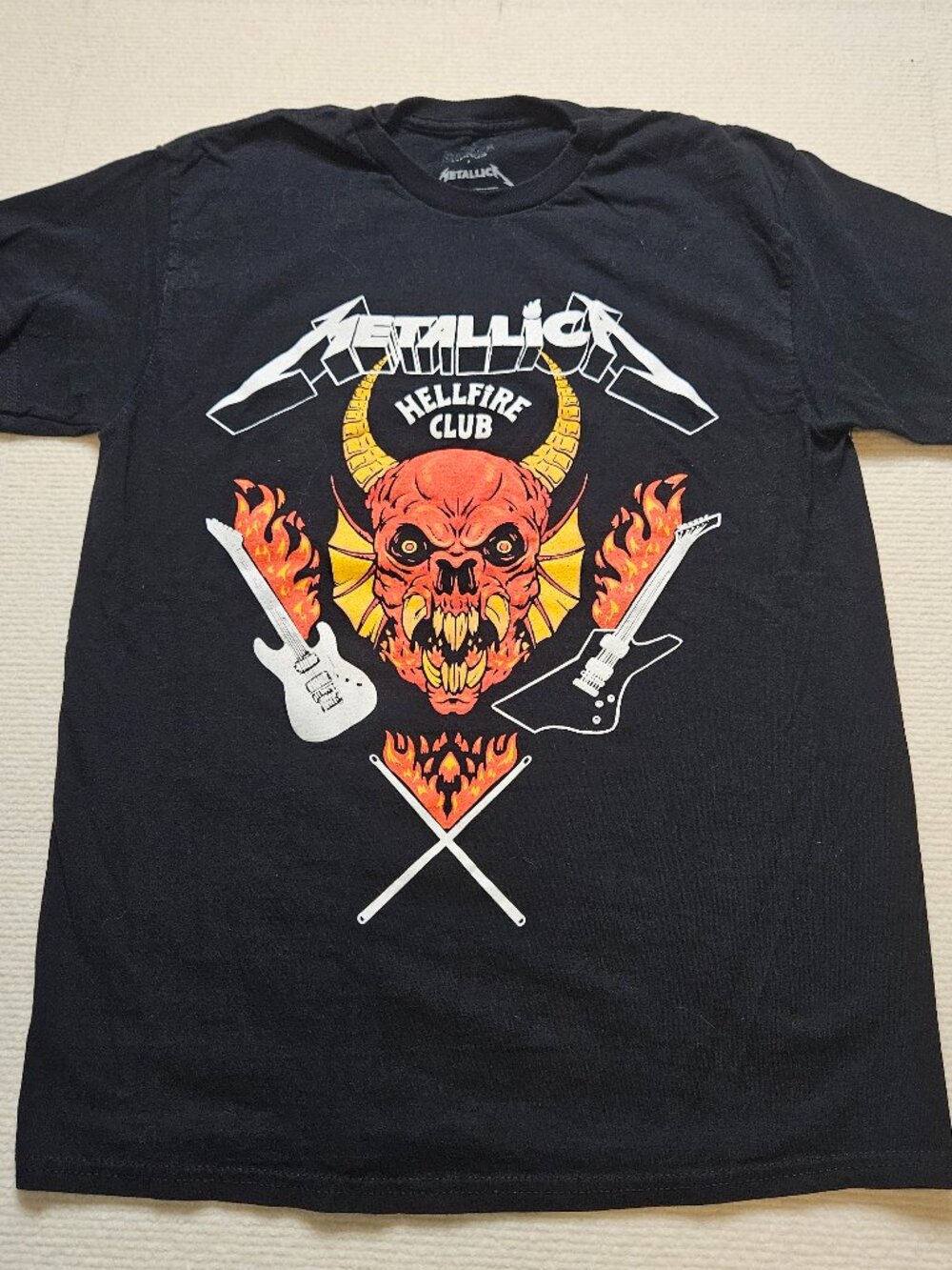 Stranger Things Metallica Hellfire Club black tee - size Medium